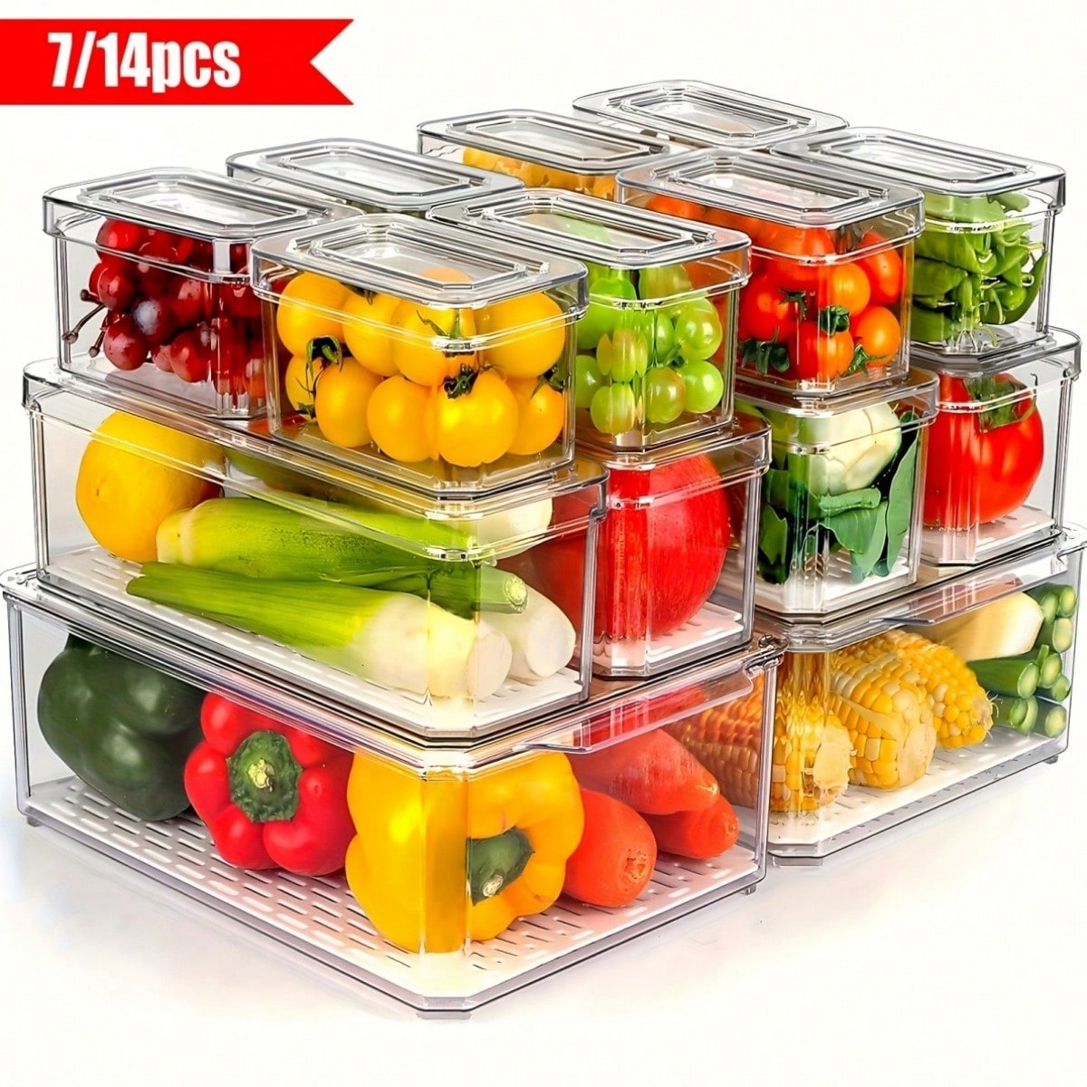 Food Packed Snacks - Набор из 7/14 штук штабелируемых контейнеров