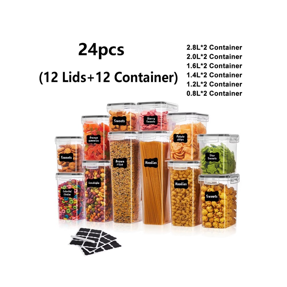 Snacks Food Labels - 24 герметичных контейнера для хранения продуктов