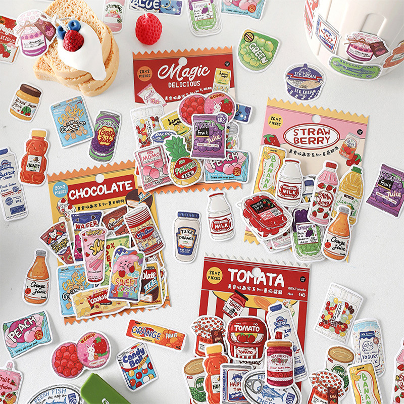Snacks Food Labels - Милые наклейки с едой: винтажные мультяшные