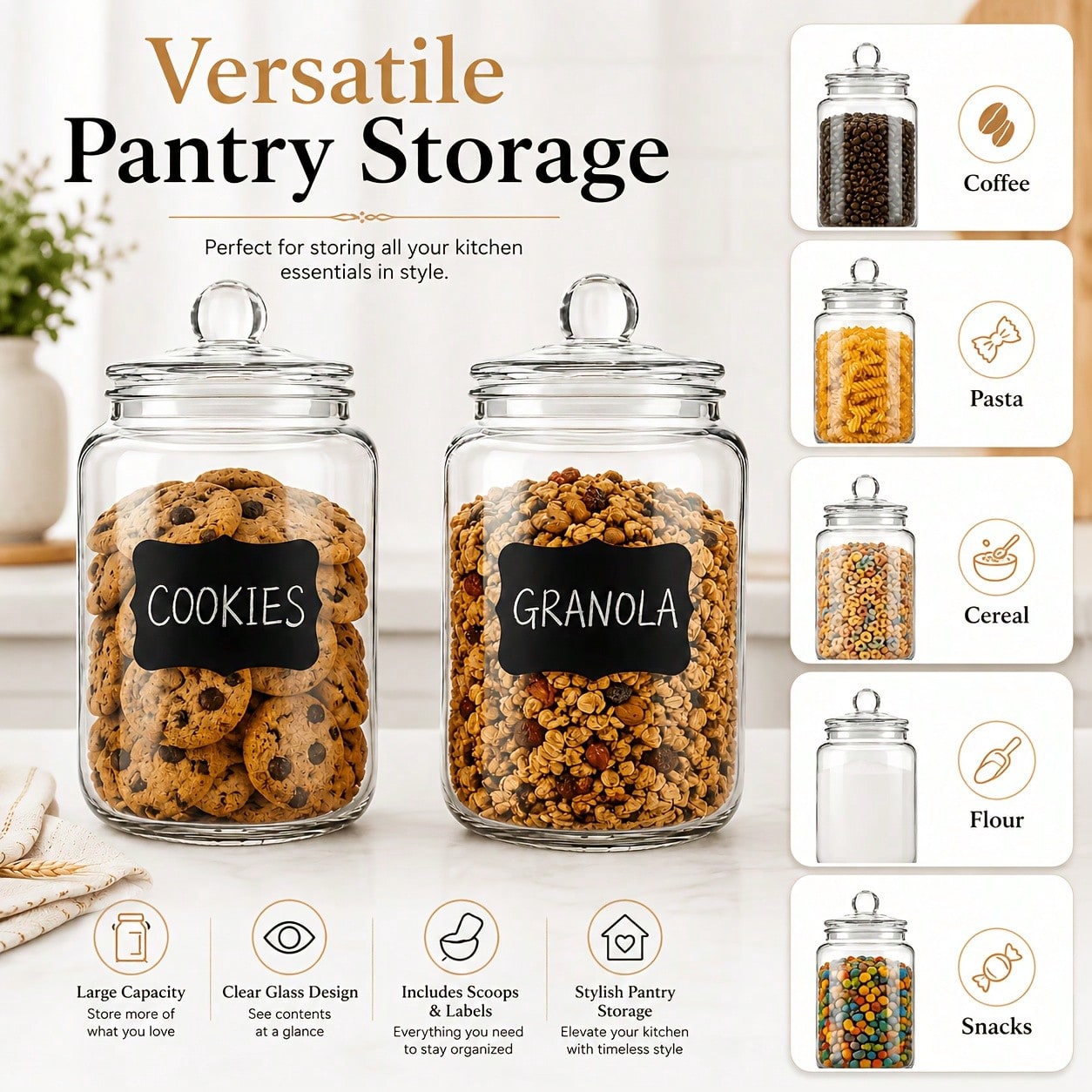 Snacks Food Labels - Набор из 2 стеклянных банок для