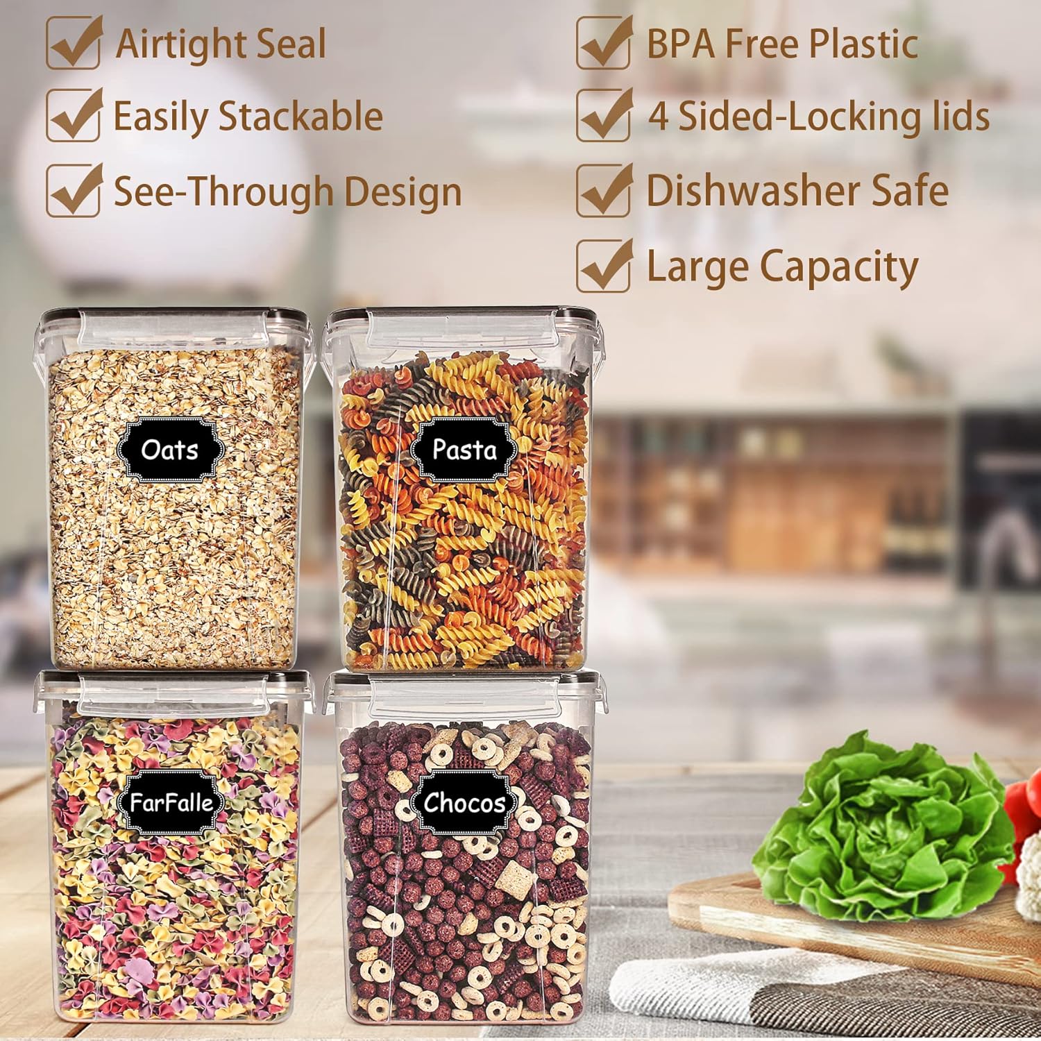 Tyrixma 4 шт. больших контейне – обзор и цена Snacks Food Labels