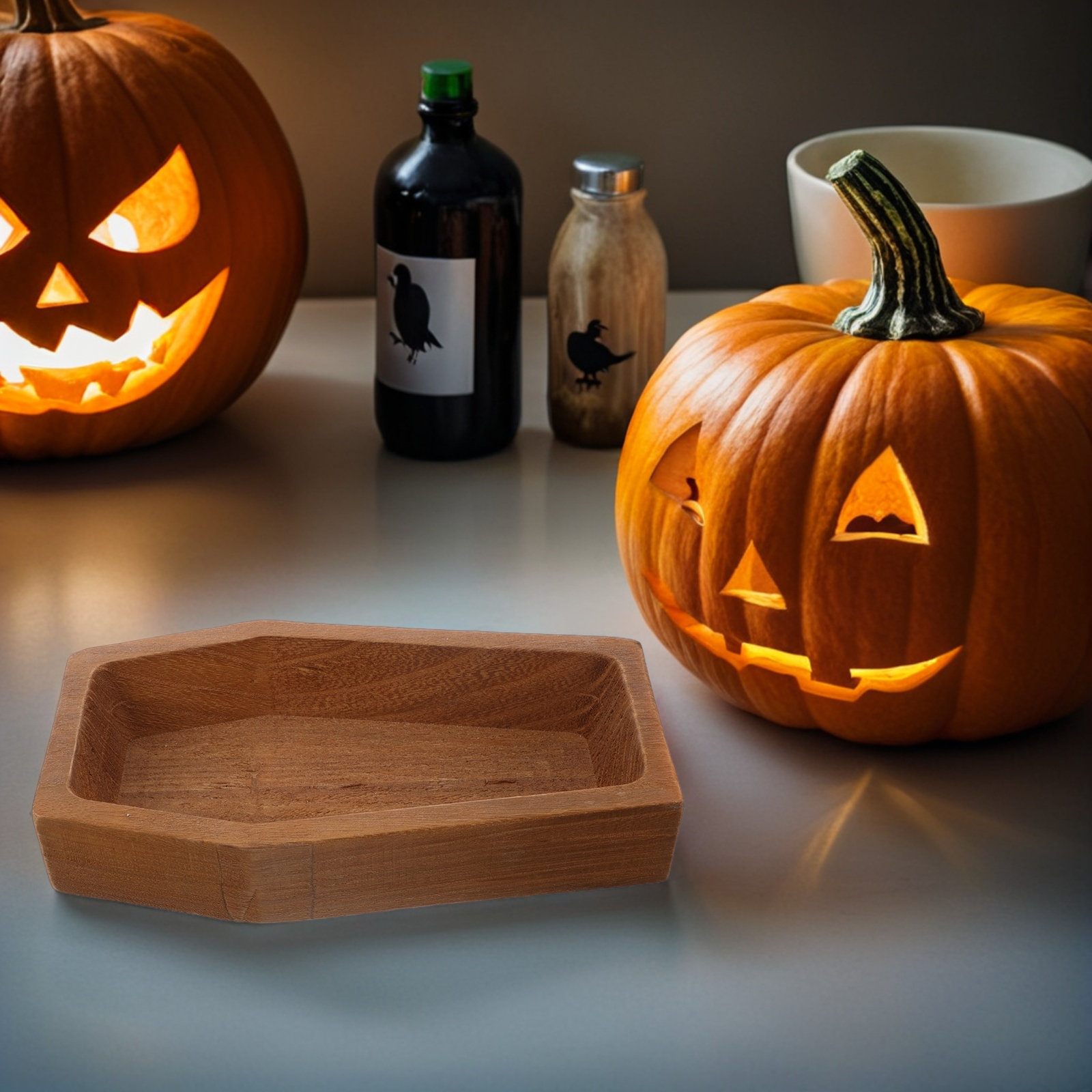 Деревянный поднос в форме гроб – обзор и цена Food Halloween Snacks