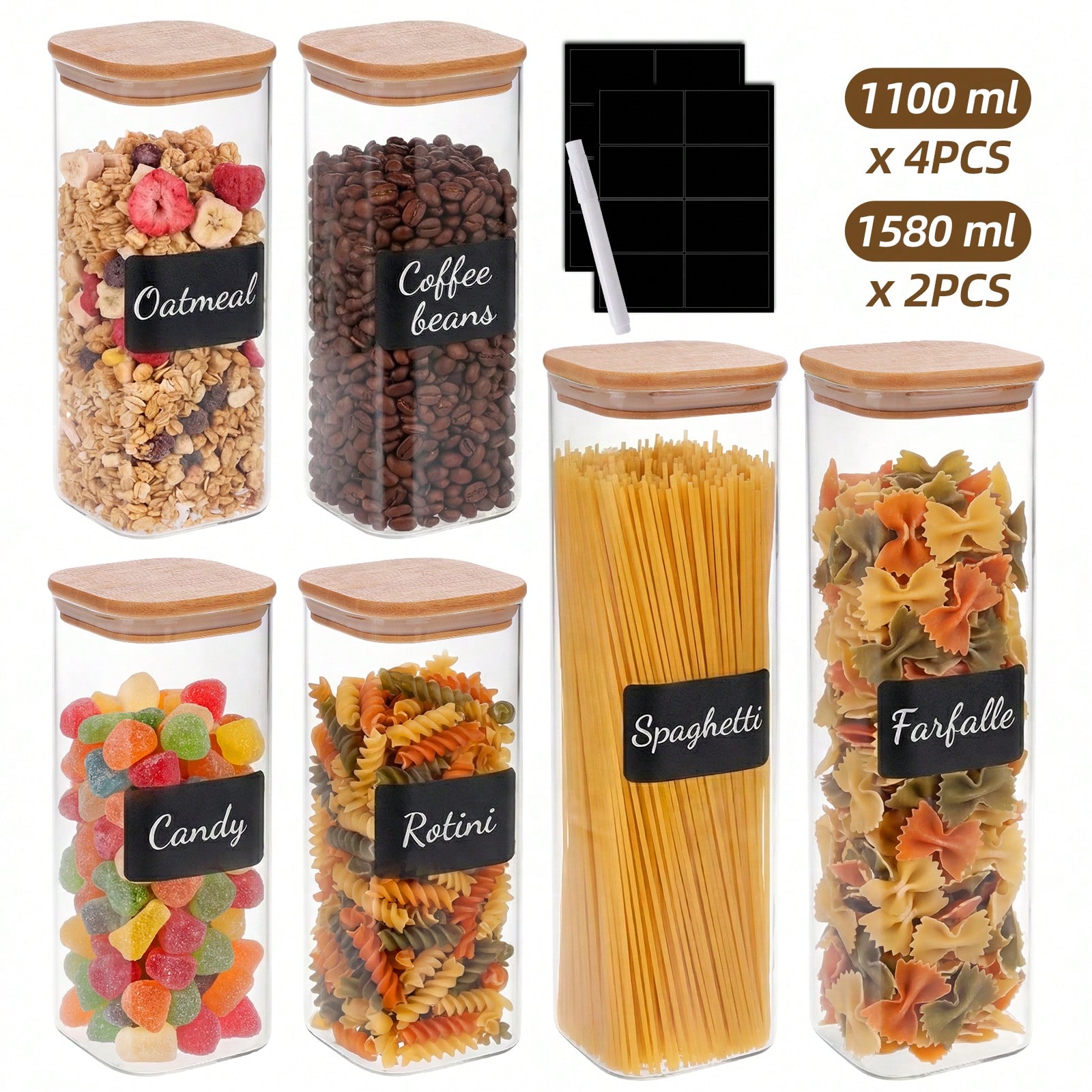 Стеклянные контейнеры для хран – обзор и цена Snacks Food Labels