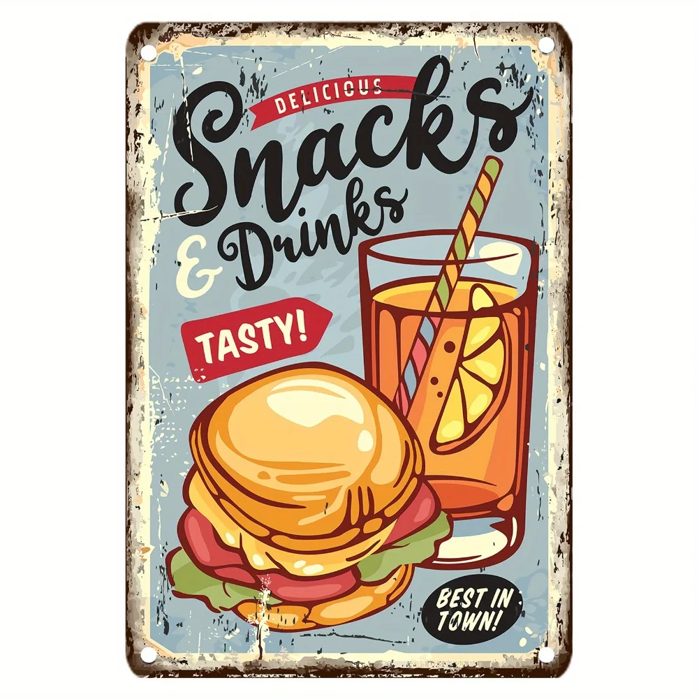 Винтажная металлическая вывеск – обзор и цена Food Snacks Drinks